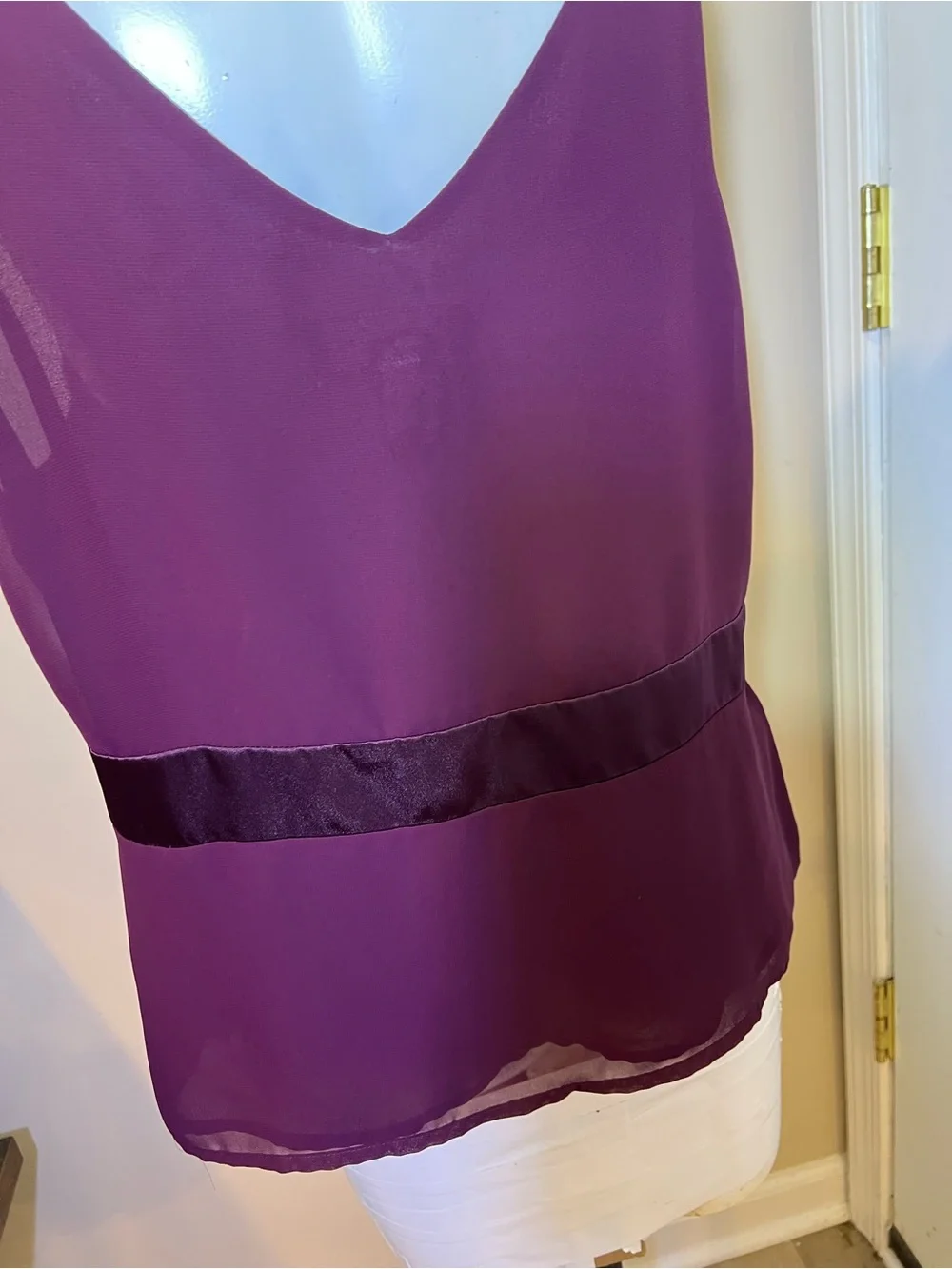 Norton McNaughton Deep Plum Satin-Trim V-Neck Tank